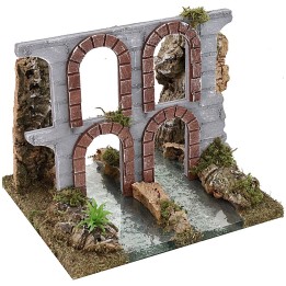 Fiume componibile effetto profondità con rovine di acquedotto