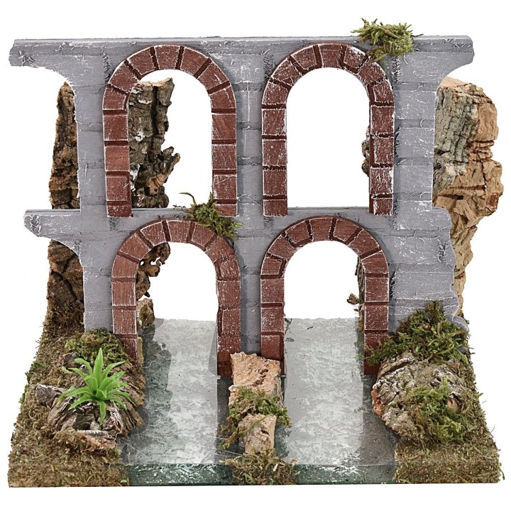 Fiume componibile effetto profondità con rovine di acquedotto