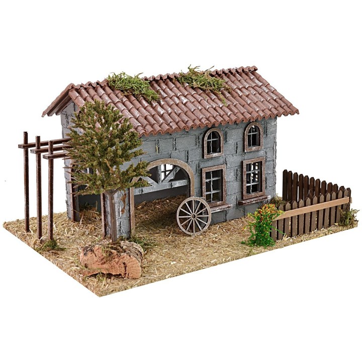 Granja con pajar para belén de 32x24x19 cm h