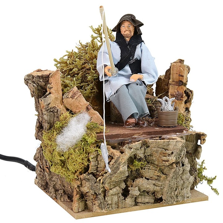 Seated fisherman 12 cm series in motion