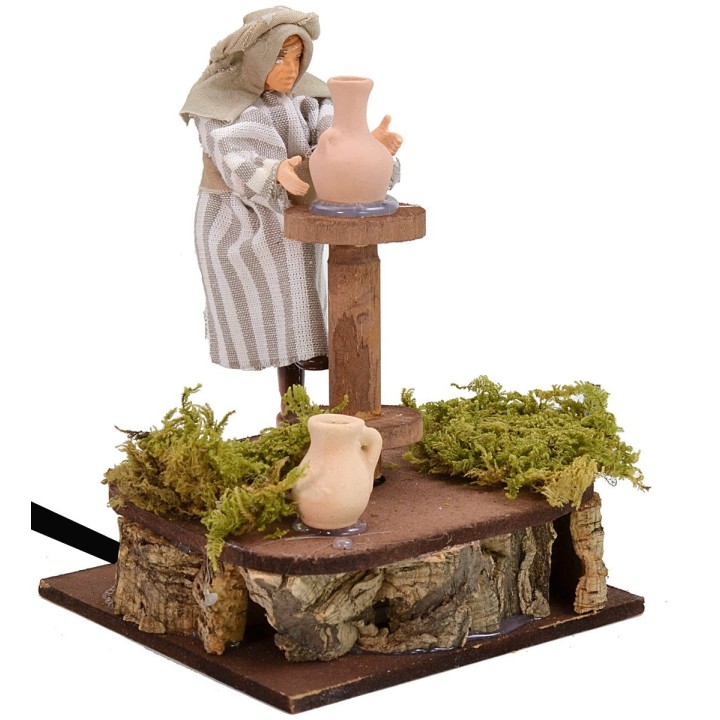Palestinian potter with lathe in motion 12 cm