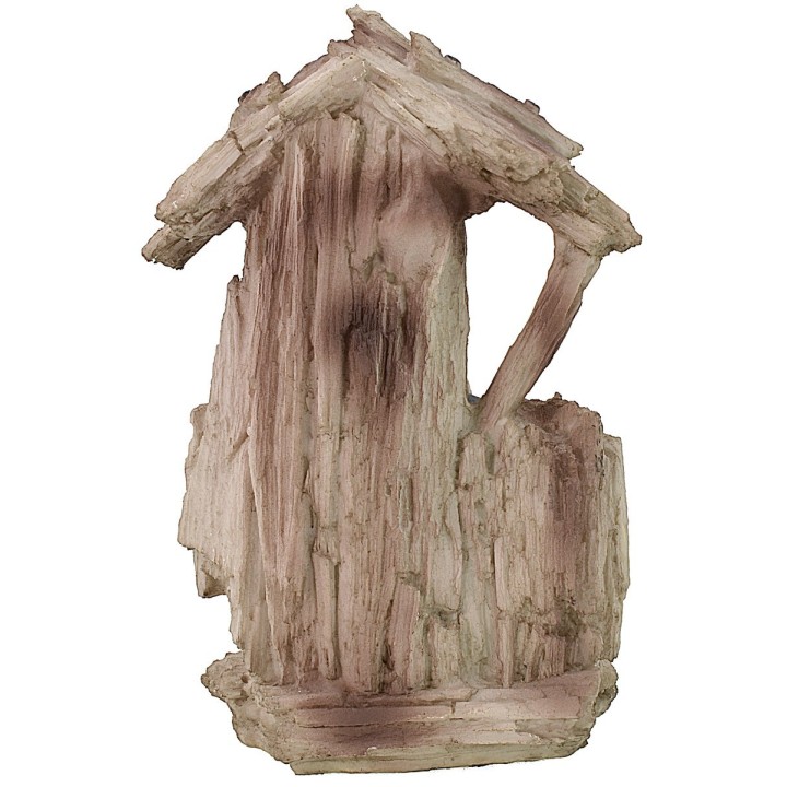 Natività con capanna a tronco in resina cm 12x7x20 h presepe