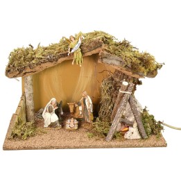 Cabaña completa de Natividad serie Landi 10 cm con fuego