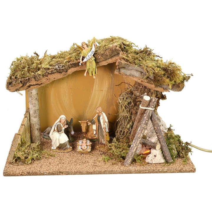 Cabaña completa de Natividad serie Landi 10 cm con fuego