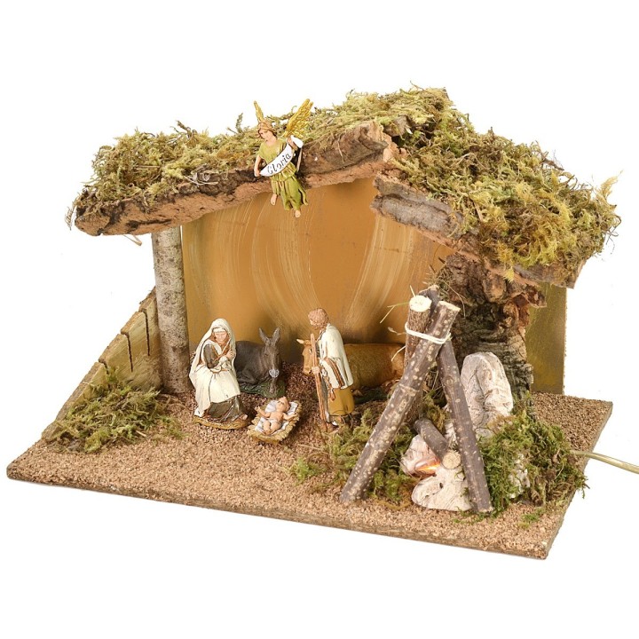 Complete Nativity Hut series Landi 10 cm with working fire cm