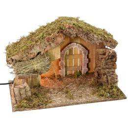 Hut with barn 39.5x22.7x25 h cm with mains operated light