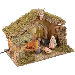 Capanna con fienile cm 39,5x22,7x25 h con luce completa di