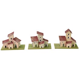 Set of 3 houses for creche 10x5x8 cm h.