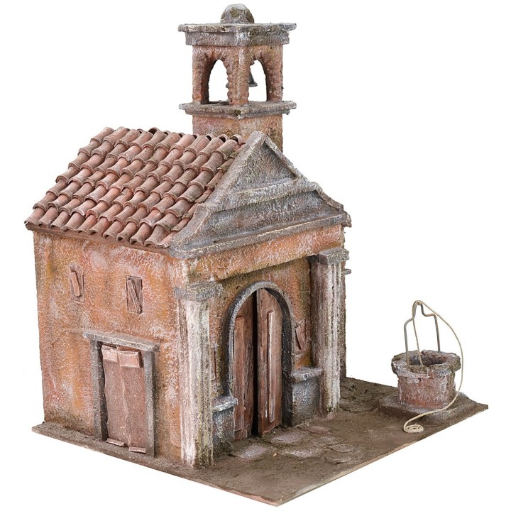 Church with well and bell tower cm 29x29x37 h for statues of 10