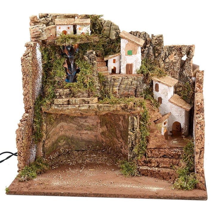 Presepe illuminato con cascata cm 45x30x37,5 h