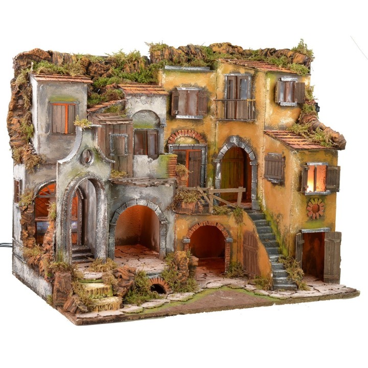 Borgo napoletano stile 700' illuminato con forno funzionante cm