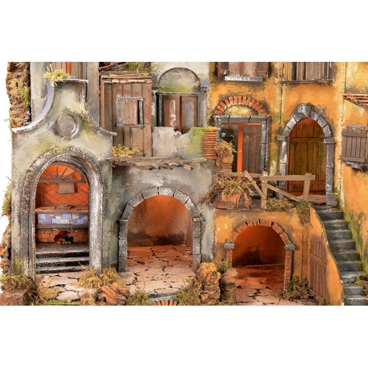 18th-century Neapolitan village style illuminated with working oven cm