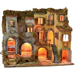 18th-century Neapolitan village style illuminated with working oven cm