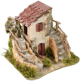 Casa stuccata con scale cm 19x16x16 h.
