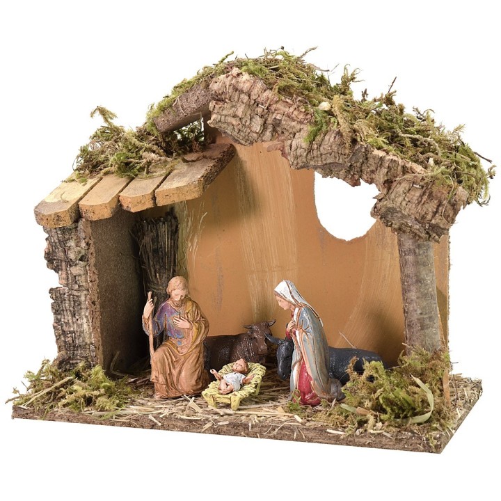 Capanna con finestra cm 23,5x12x19 h con di Natività serie