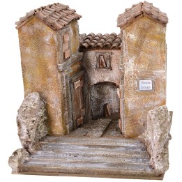 Borgo con vicolo in effetto prospettico cm 31,5x39x31 h