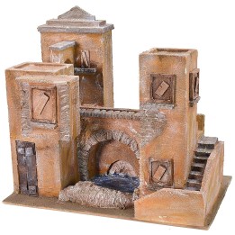 Palazzo con ponte e laghetto cm 39x25x35 h