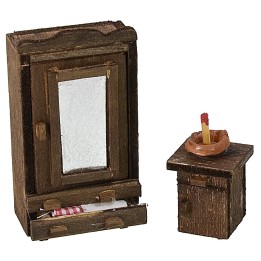 Set armadio con specchio e comodino per statue da 8-10 cm