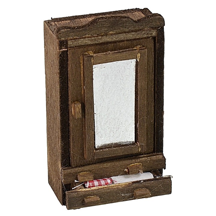 Set armadio con specchio e comodino per statue da 8-10 cm
