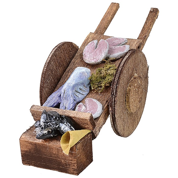 Carreta con pescado para Belén de 5,5x13,5x5,5 cm h