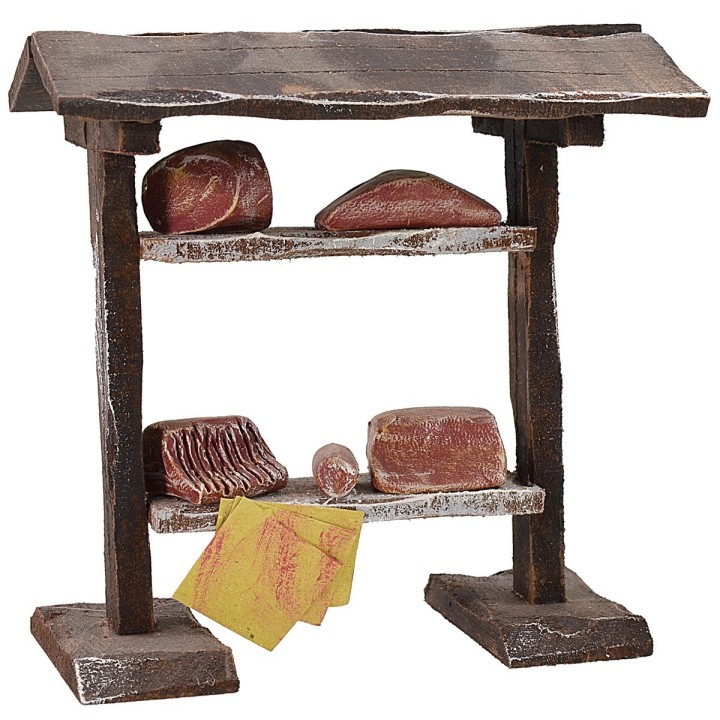 Bancarella con carni cm 10x6,5x10,5 h per Presepe