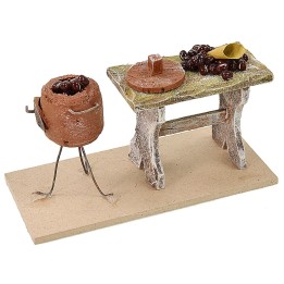 Banco con castañas de 13x6x7,5 cm de altura para estatuas de 12