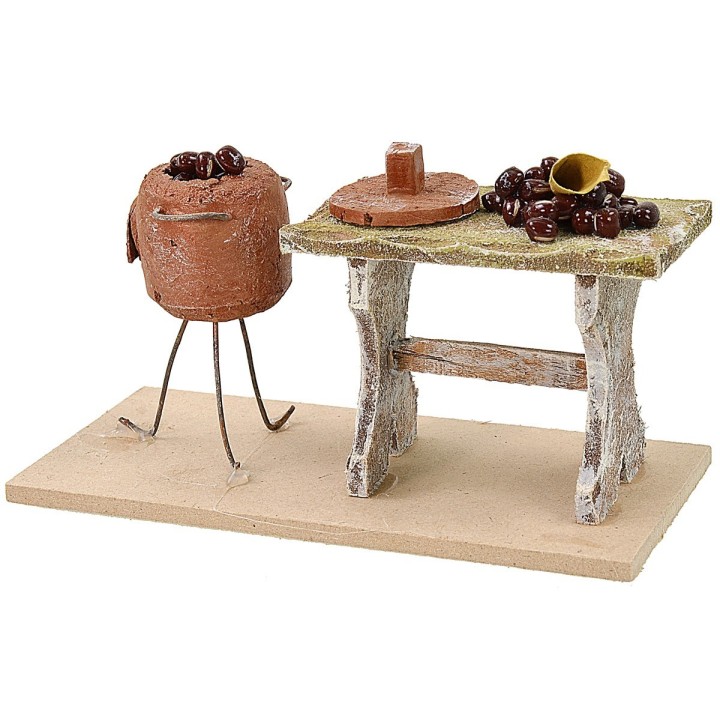 Bench with chestnuts cm 13x6x7,5 h for statues 12 cm