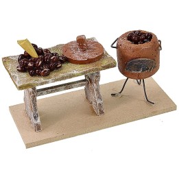 Banco con castañas cm 11,5x5x6,5 h para estatuas cm 10