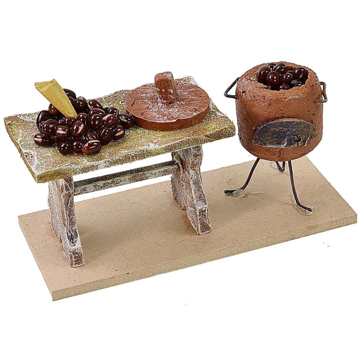 Banco con castañas cm 11,5x5x6,5 h para estatuas cm 10