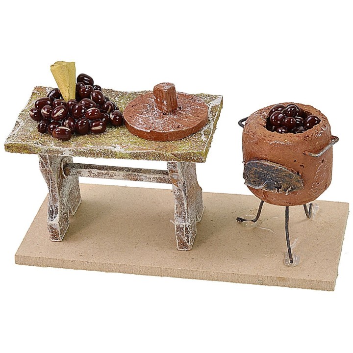 Banco con castañas cm 11,5x5x6,5 h para estatuas cm 10