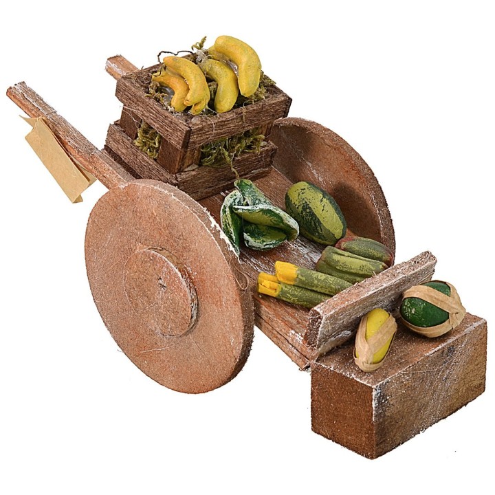 Carrito con frutas y verduras para Belén de 5,5x13,5x5,5 cm h