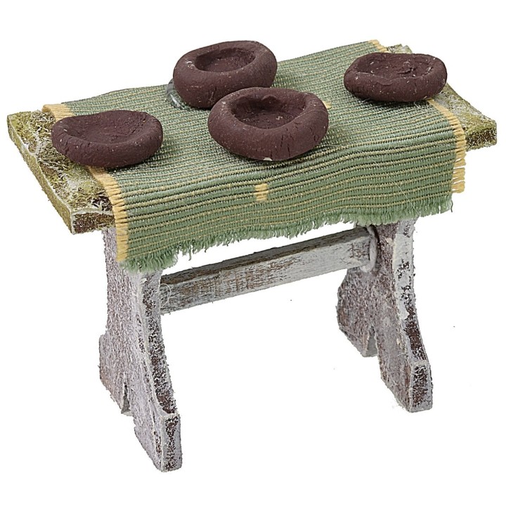Tavolo in legno con 4 sedie per statue cm 8-10