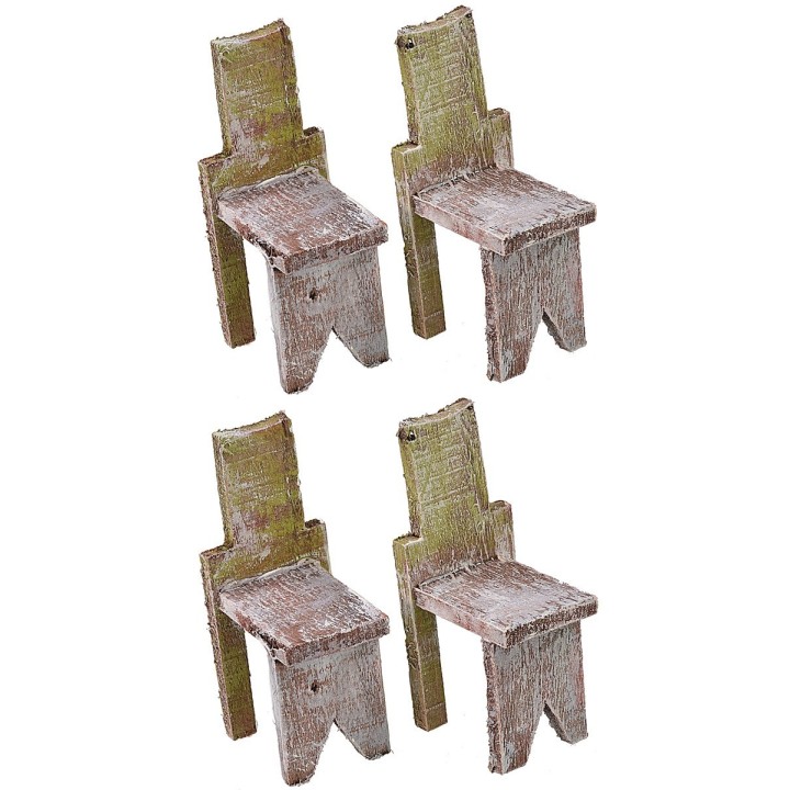 Tavolo in legno con 4 sedie per statue cm 10