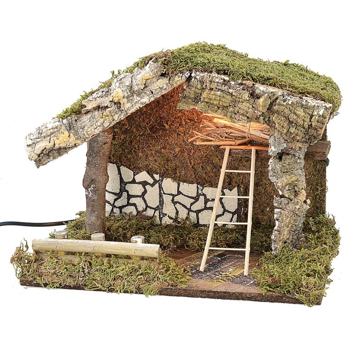 Capanna illuminata con scala e fienile cm 33x18,5x25 h