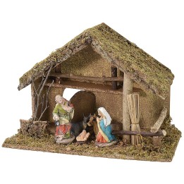 Capanna cm 43x21x30,5 h completa di Natività cm 12