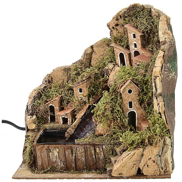 Paesaggio per presepe con cascata funzionante cm 20x13,5x19 h