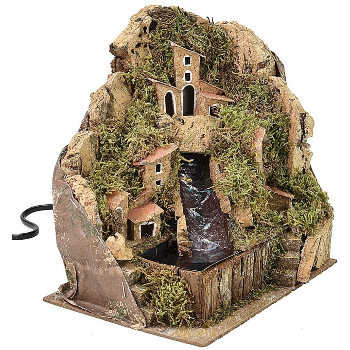 Paesaggio per presepe con cascata funzionante cm 20x13,5x19 h