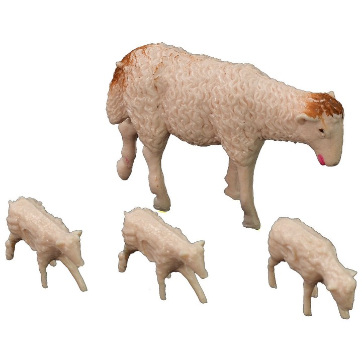 Pecora con tre agnelli serie Oliver per statue 10 cm