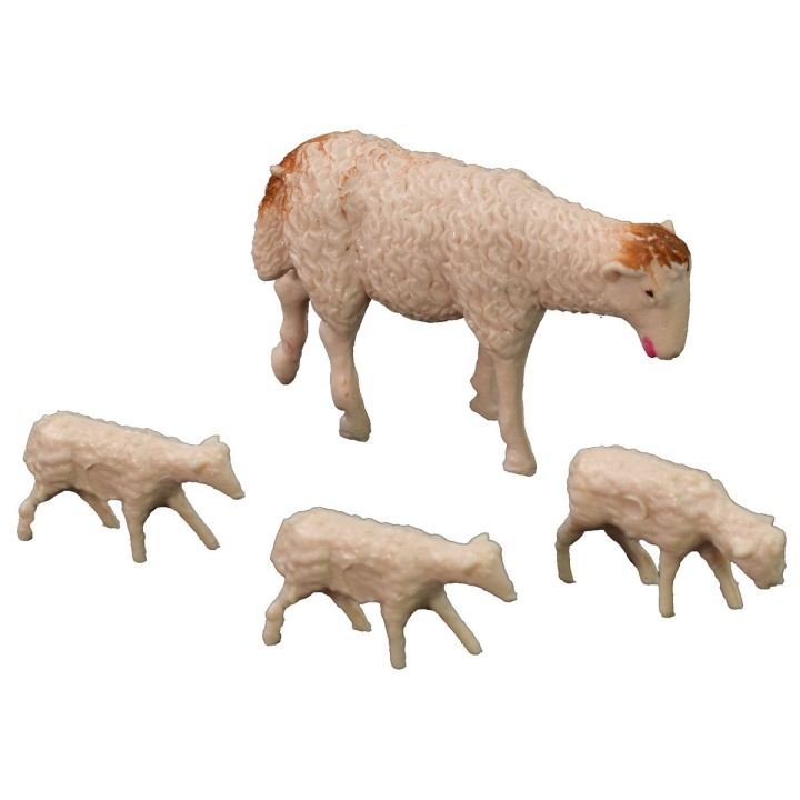 Pecora con tre agnelli serie Oliver per statue 10 cm