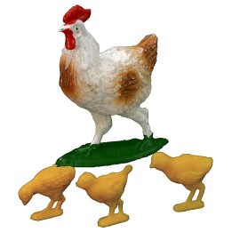 Set gallina e 3 pulcini serie Oliver per statue 10 cm