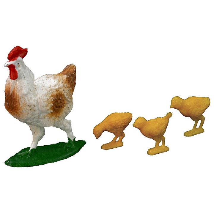 Set gallina e 3 pulcini serie Oliver 10 cm