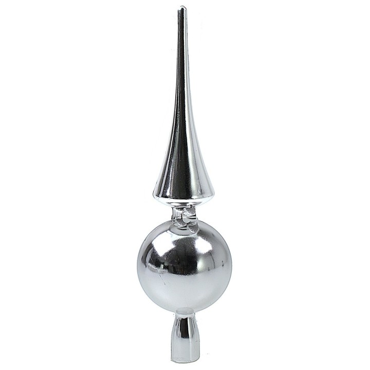 Punta de árbol de 30 cm plata brillante Navidad
