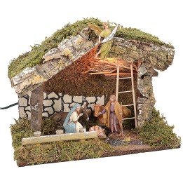 Cabaña con luz completa de Natividad serie 10 cm Landi
