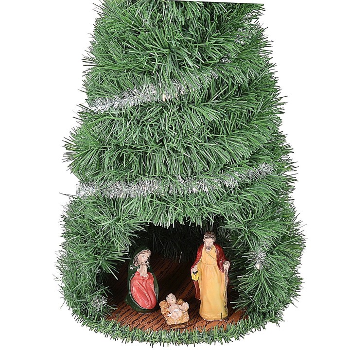 Albero di Natale cm 60 completo di Natività cm 12 illuminato