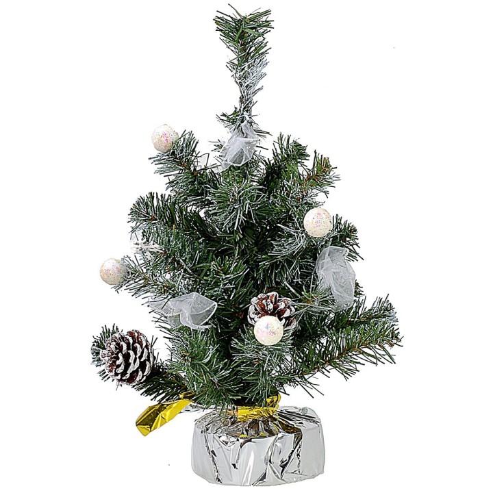 Snow-covered Christmas tree 45 cm with decorated base