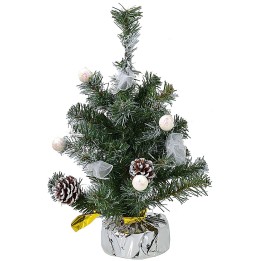 Snow-covered Christmas tree 45 cm with decorated base