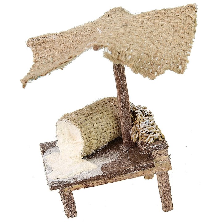 Bancarella mercato con farina cm 11x10,5x12 h per Presepe