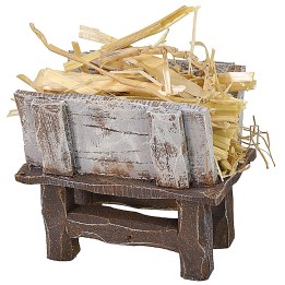 Pesebre de madera con paja de 7x5,5x6 cm h
