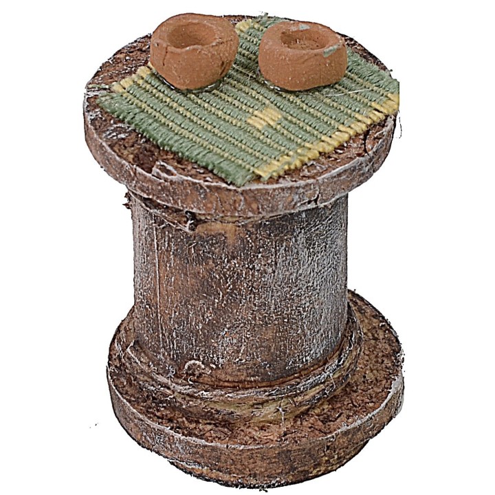 Tavolo con 2 sgabelli in legno per Presepe per statue cm 6-8