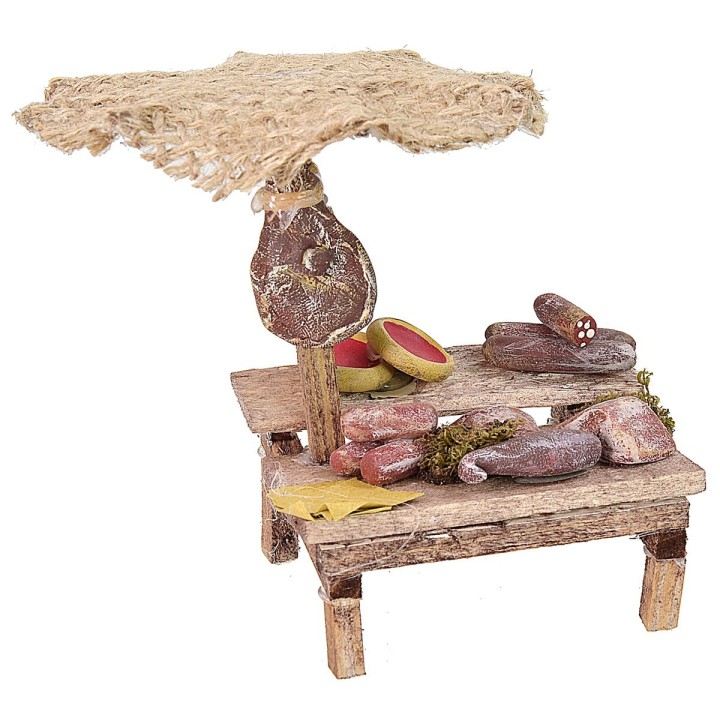 Puesto de mercado con carne variada de 12x11x11 cm de altura